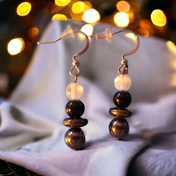 Beautiful Iridized Metal Hand Crafted Drop Earrings - Picture 3 of 7